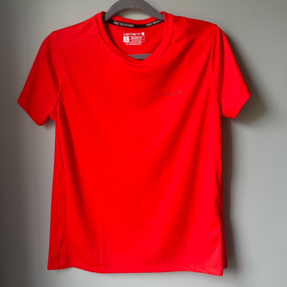 Carhartt Force Sun Defender Relaxed Fit Red Short Sleeve Shirt Womens Small NEW
